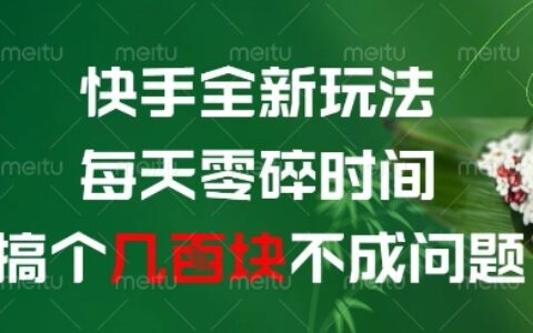 快手全新玩法，每天零碎時間搞個幾張不成問題【揭秘】