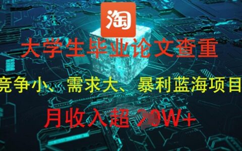 大學生畢業論文查重，暴利藍海項目，月收入過1W+
