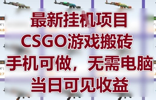 最新掛G項目，CSGO游戲搬磚，手機可做，無需電腦，當日見收益【揭秘】