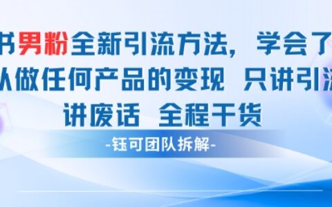 小紅書男粉引流 學會了這個變現很容易，不講廢話全程針對男人的打法 全程干貨