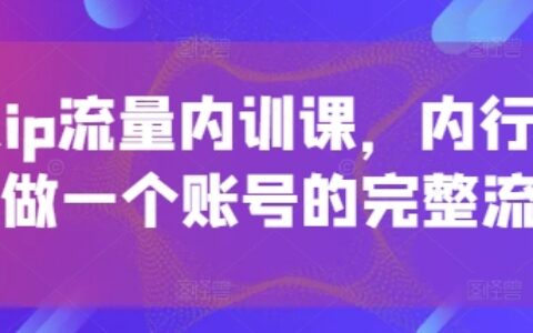個人ip流量內訓課，內行人教你做一個賬號的完整流程