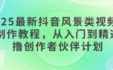 2025最新抖音風景類視頻手機制作教程，從入門到精通，擼創作者伙伴計劃