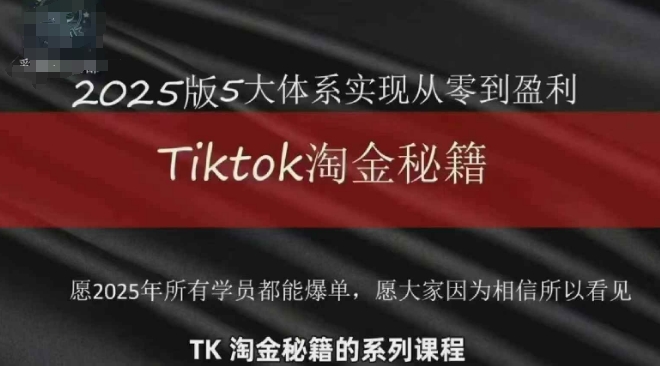 TikTok跨境2025淘金秘籍，?2025TikTok從0到盈利變現