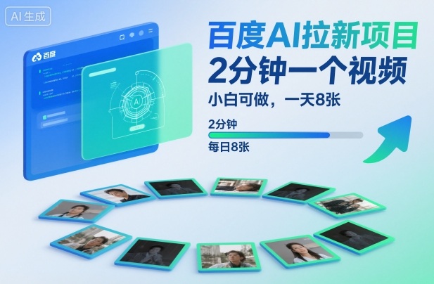 百度AI拉新項目，2分鐘一個視頻，小白可做，一天8張【附案例+保姆級教程】