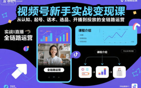 視頻號新手實戰(zhàn)變現(xiàn)課，從認(rèn)知、起號、話術(shù)、選品、開播到投放的全鏈路運營