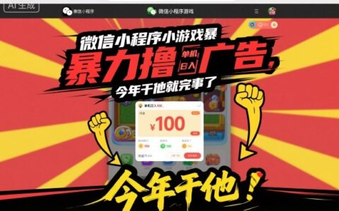 微信小程序小游戲暴力擼廣告，單機日入100，今年干他就完事了