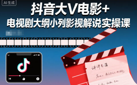抖音大V電影+電視劇大綱小列影視劇解說實操課