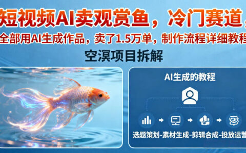 短視頻AI賣觀賞魚，冷門賽道，全部用AI生成作品，賣了1.5W單，制作流程詳細教程