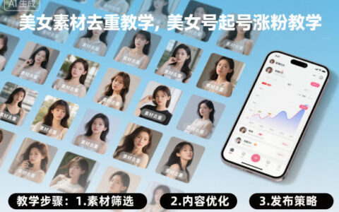 美女素材去重教學，美女號起號漲粉教學