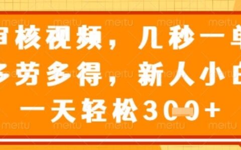 視頻審核員，幾秒一單，不限時(shí)間，不限地點(diǎn)，多做多得，新人小白一天輕松幾張+【揭秘】