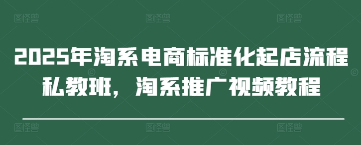 2025年淘系電商標準化起店流程私教班,淘系推廣視頻教程