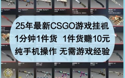 25年最新CSGO游戲掛G，1分鐘1件貨，1件貨掙10元，純手機(jī)操作，無需游戲經(jīng)驗【揭秘】