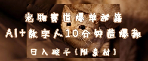 寵物賽道爆單秘籍:AI+數字人10分鐘造爆款,日入1k