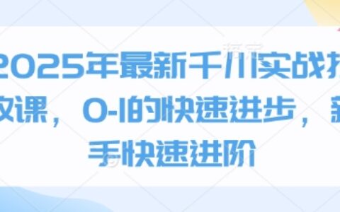 2025年最新千川實戰投放課，0-1的快速進步，新手快速進階