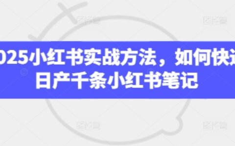 2025小紅書實戰方法，如何快速日產千條小紅書筆記