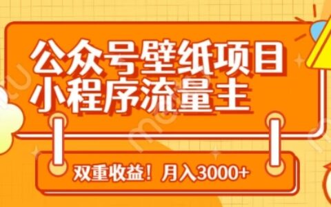 公眾號壁紙項目，小程序流量主雙收益，月入3000+
