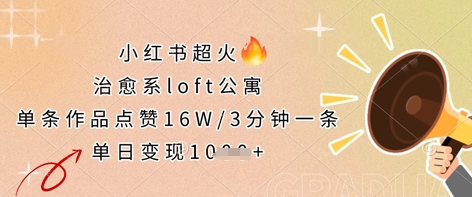 小紅書超火的治愈系loft公寓，單條作品點贊16W，3分鐘一條，單日變現數張
