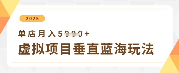 虛擬項目垂直玩法，實現單店月入5k+