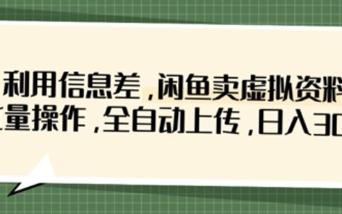 利用信息差，閑魚賣虛擬資料，批量操作，全自動上傳，日入3張
