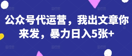 公眾號代運(yùn)營,我出文章你來發(fā),暴力日入5張+【揭秘】