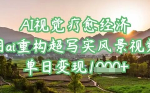 AI視覺療愈經濟：用ai重構超寫實風景視頻，單日變現多張