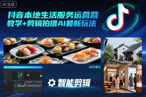 抖音本地生活服務運營教學+剪輯拍攝AI最新玩法