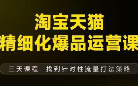 淘寶天貓精細化爆品運營（9月12-14杭州線下課），全方位拆解爆品打造邏輯【音頻+字幕+文檔】