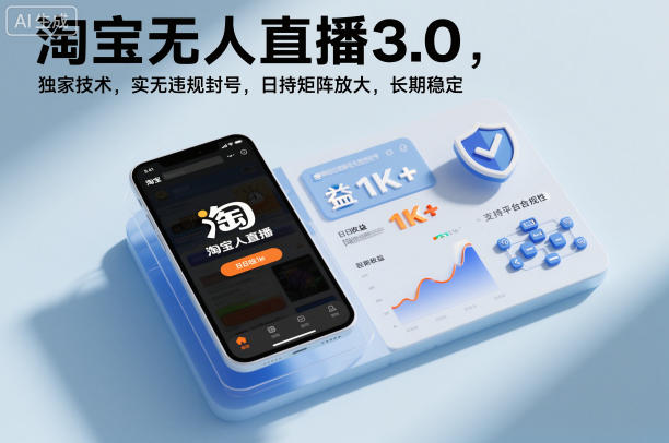 淘寶無人直播3.0,獨家技術,實無違規封號,日收益1k+,支持矩陣放大,長期穩定【揭秘】