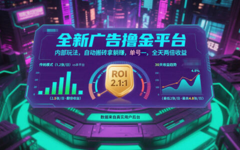 全新廣告擼金平臺，內部玩法，自動搬磚拿躺賺，單號一天保底2張+，全天兩倍收益【揭秘】