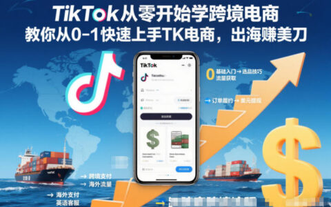 TikTok從零開始學跨境電商，教你從0-1快速上手TK電商，出海賺美刀