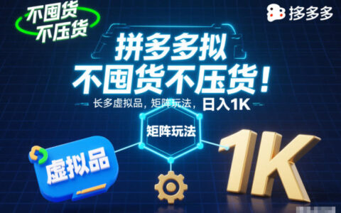 不囤貨不壓貨！拼多多虛擬品矩陣玩法，長久穩定，日入1K【揭秘】